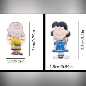 Peanut Character Charlie Brown & Lucy Tack Pin 0.79 x 0.39 Set 2
